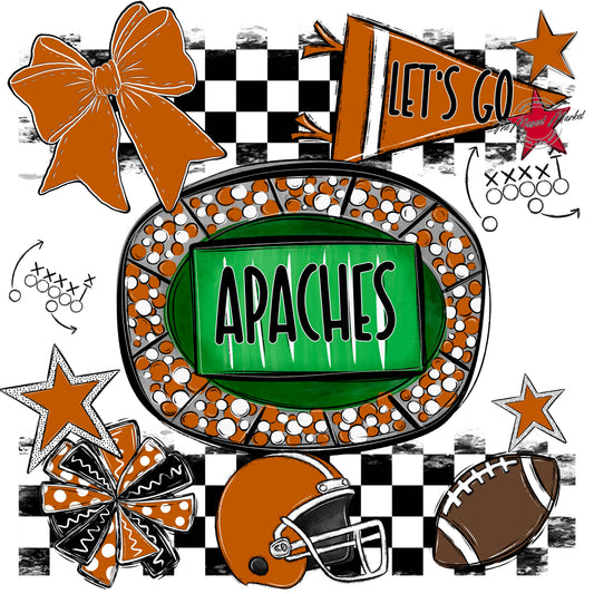 Apaches Checkers Spirit Design-Burnt Orange