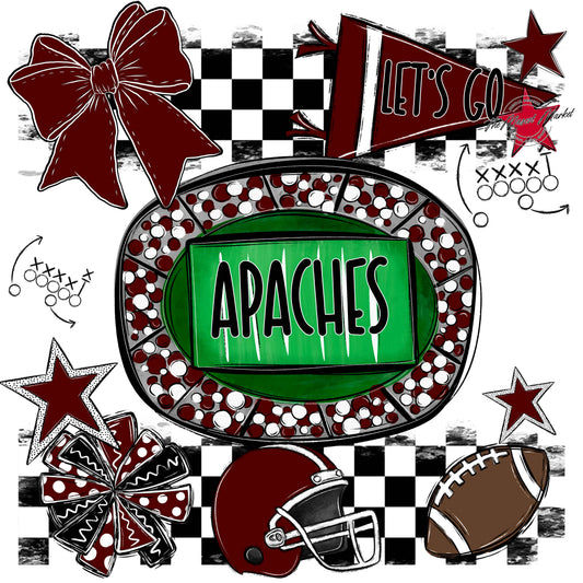 Apaches Checkers Spirit Design-Maroon