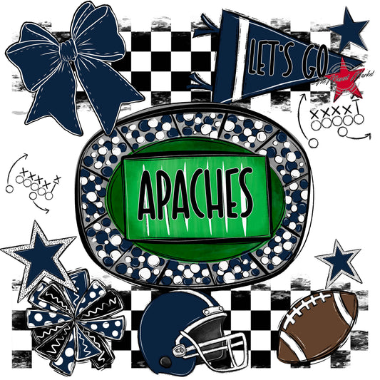 Apaches Checkers Spirit Design-Navy