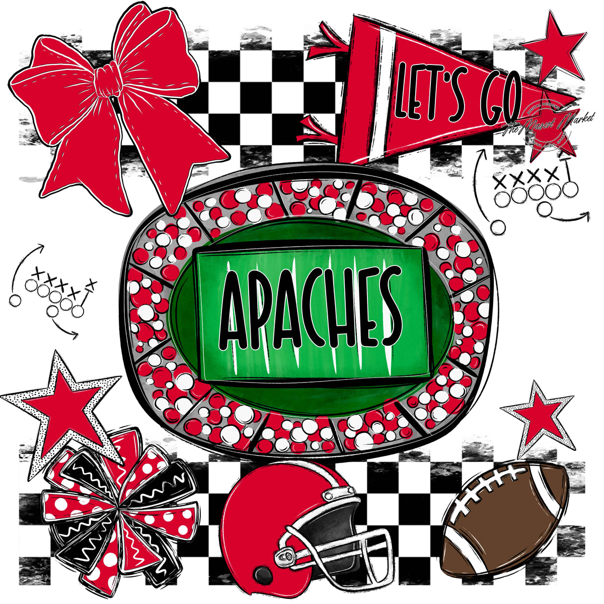 Apaches Checkers Spirit Design-Red