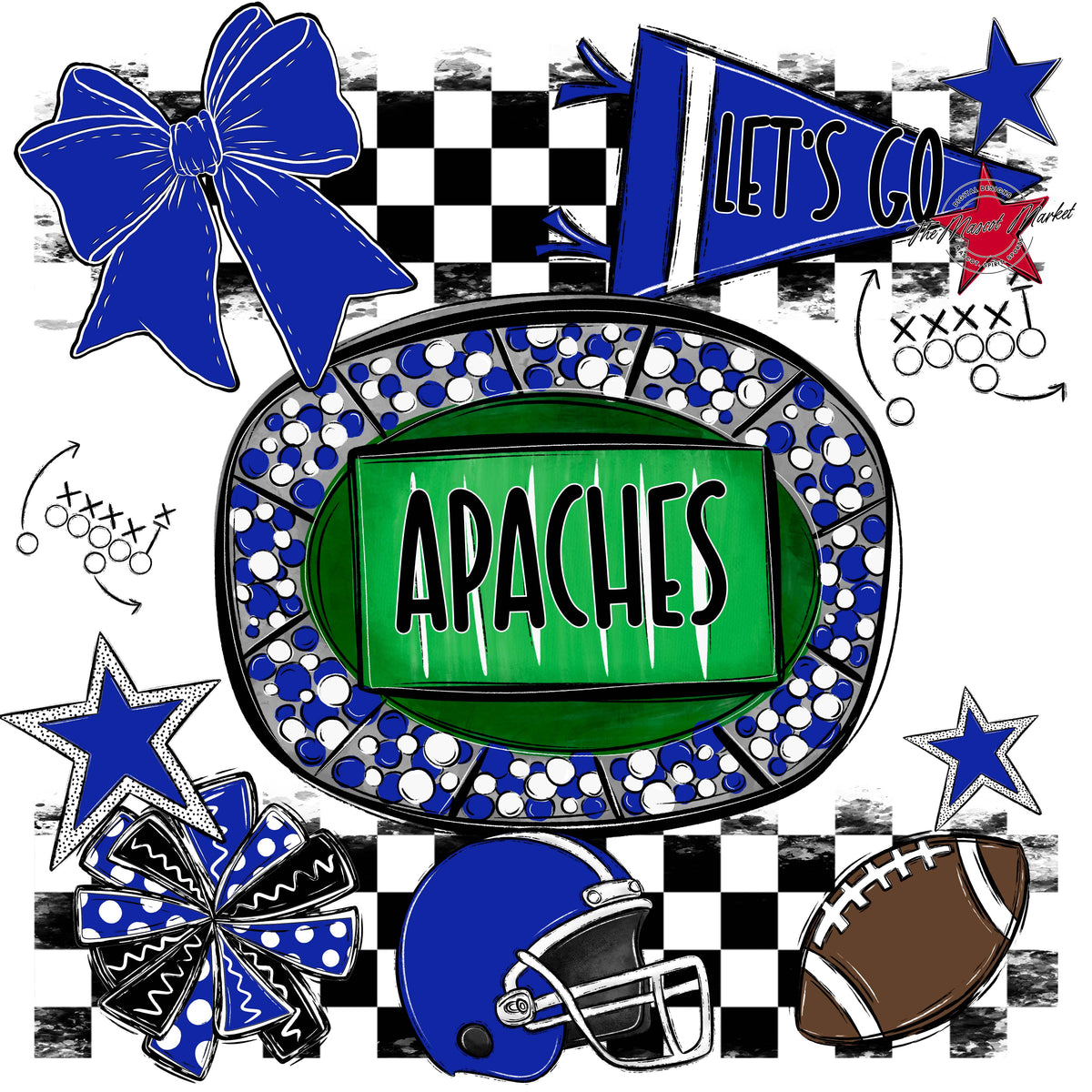 Apaches Checkers Spirit Design-Royal Blue