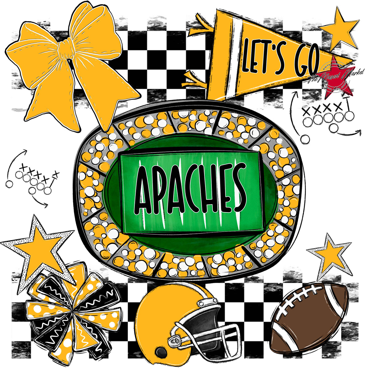 Apaches Checkers Spirit Design-Yellow