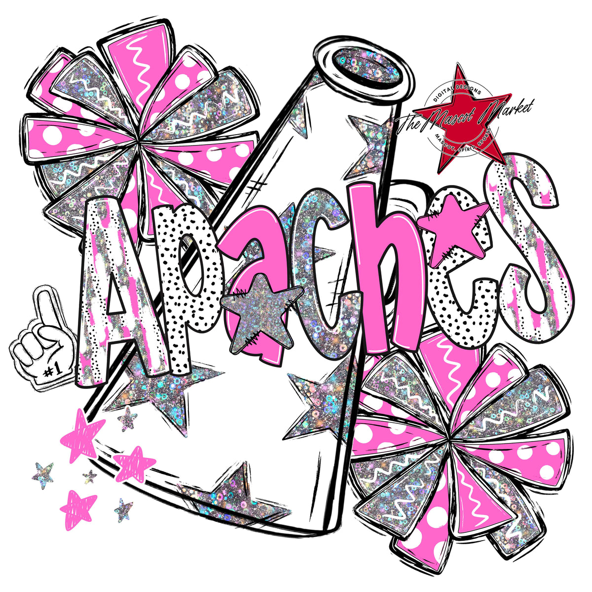 Apaches Cheer Megaphone Scrape-Baby Pink