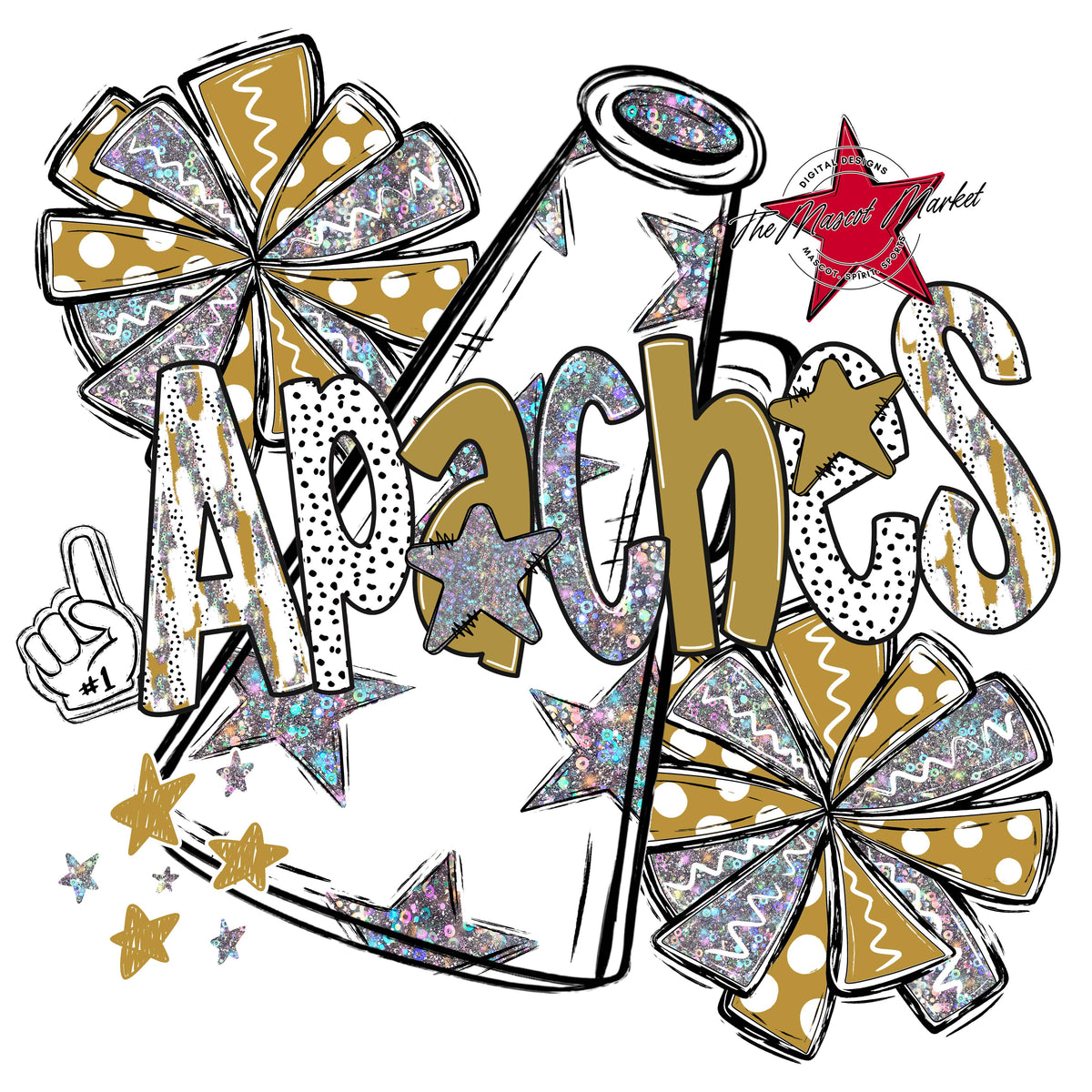 Apaches Cheer Megaphone Scrape-Gold