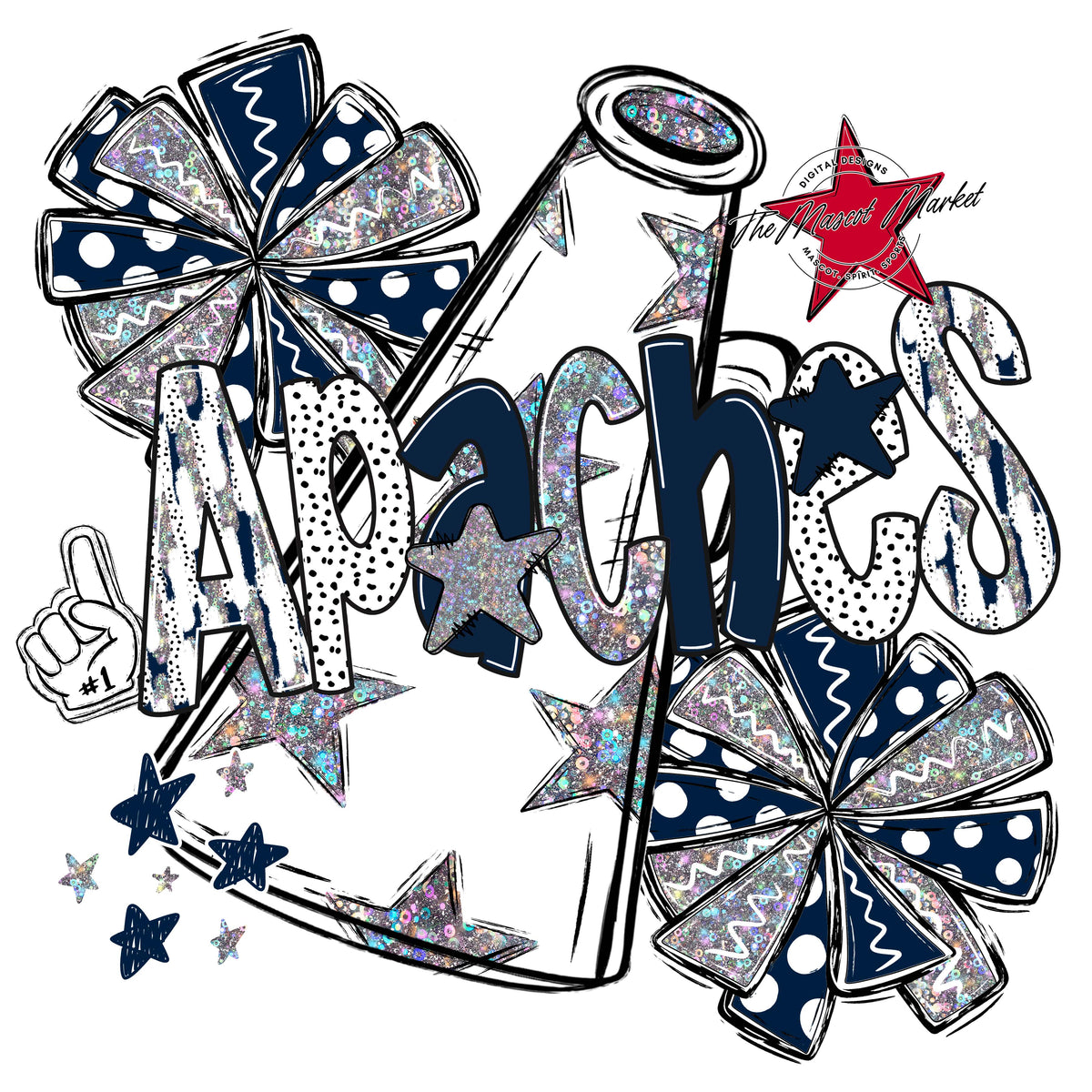 Apaches Cheer Megaphone Scrape-Navy
