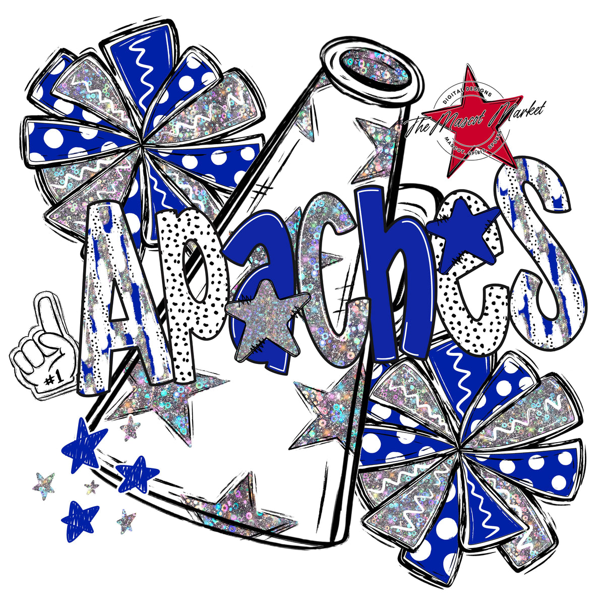 Apaches Cheer Megaphone Scrape-Royal Blue