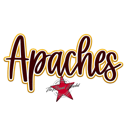 Apaches Chenille Patch-Maroon & Yellow