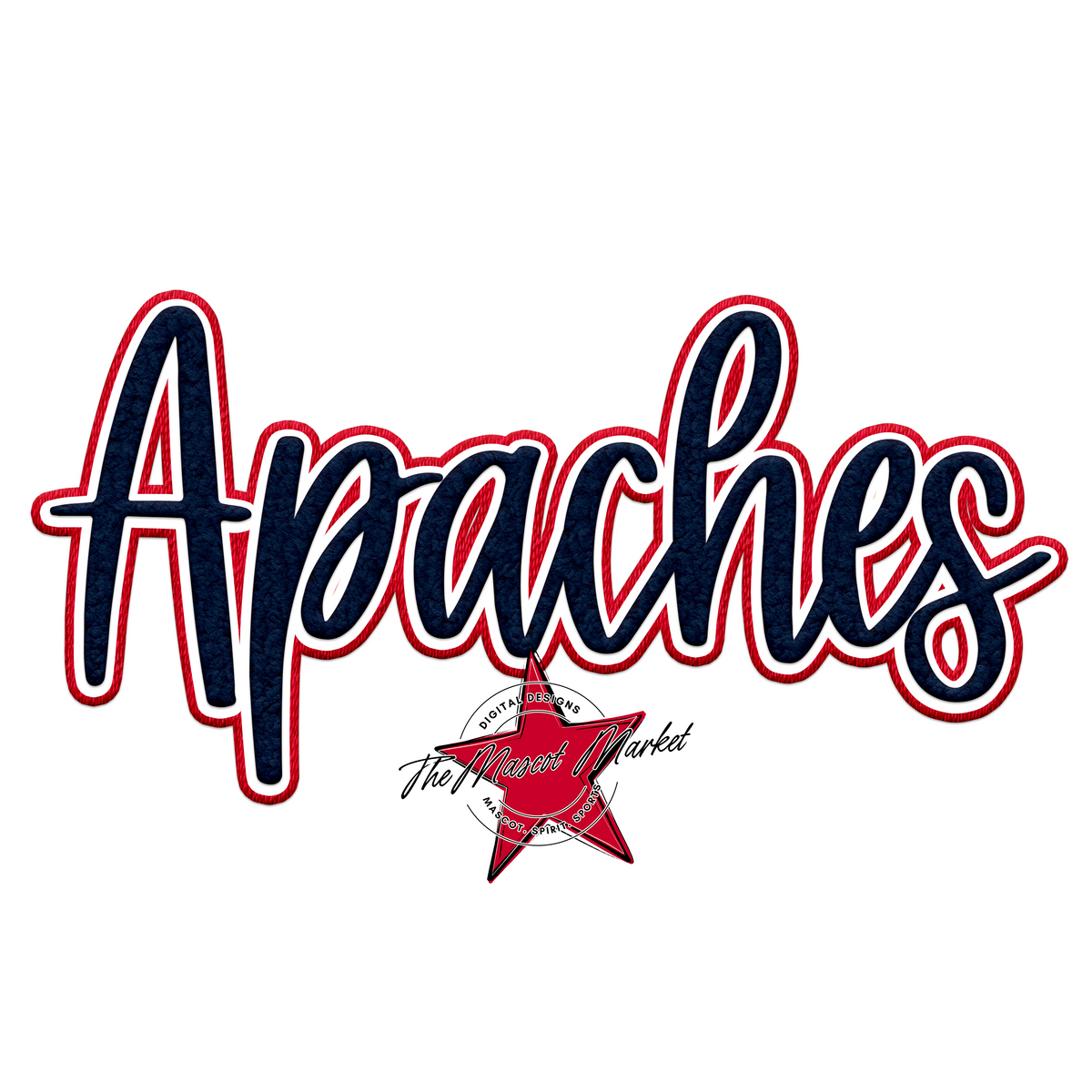 Apaches Chenille Patch-Navy & Red