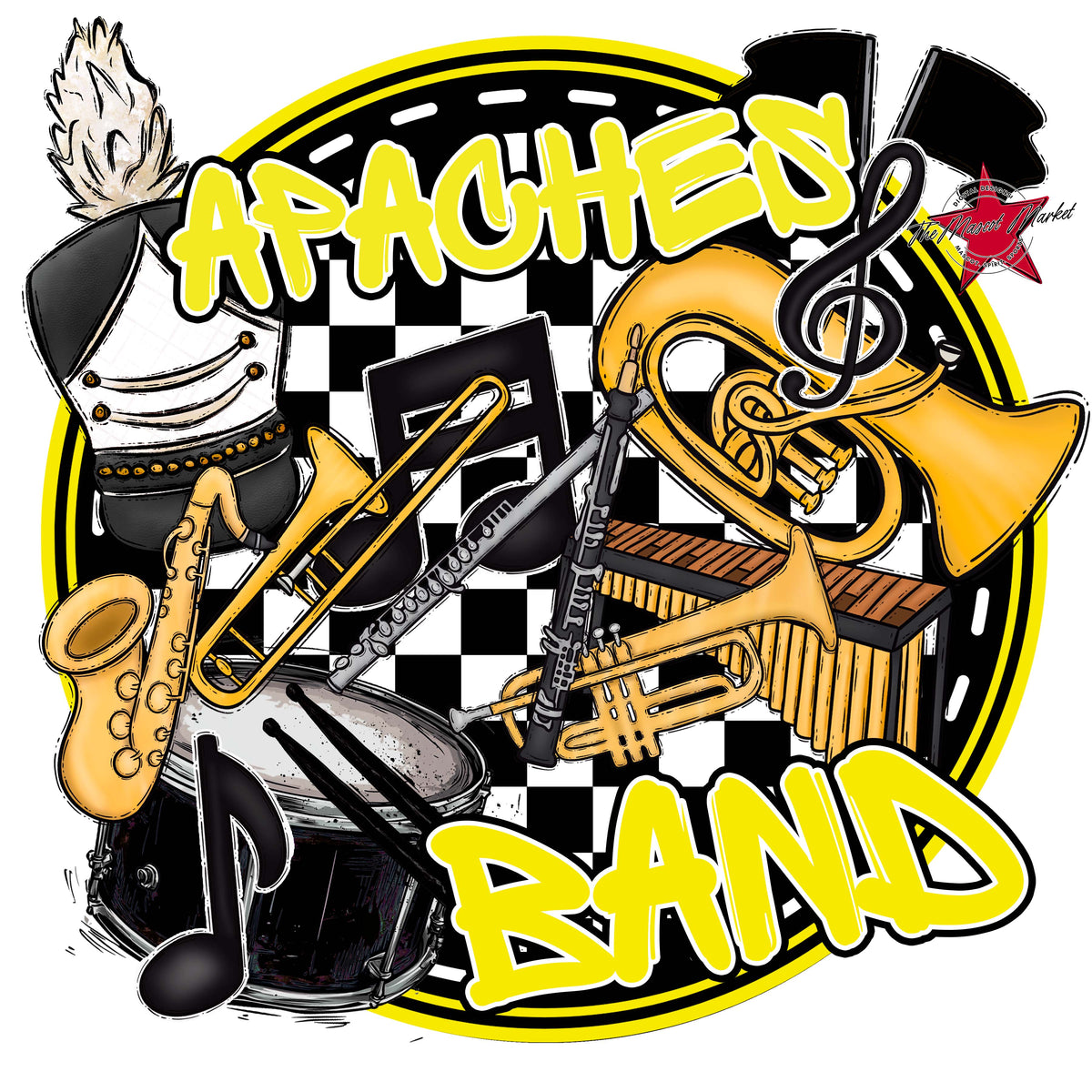 Apaches Circle Band Design-Bright Yellow