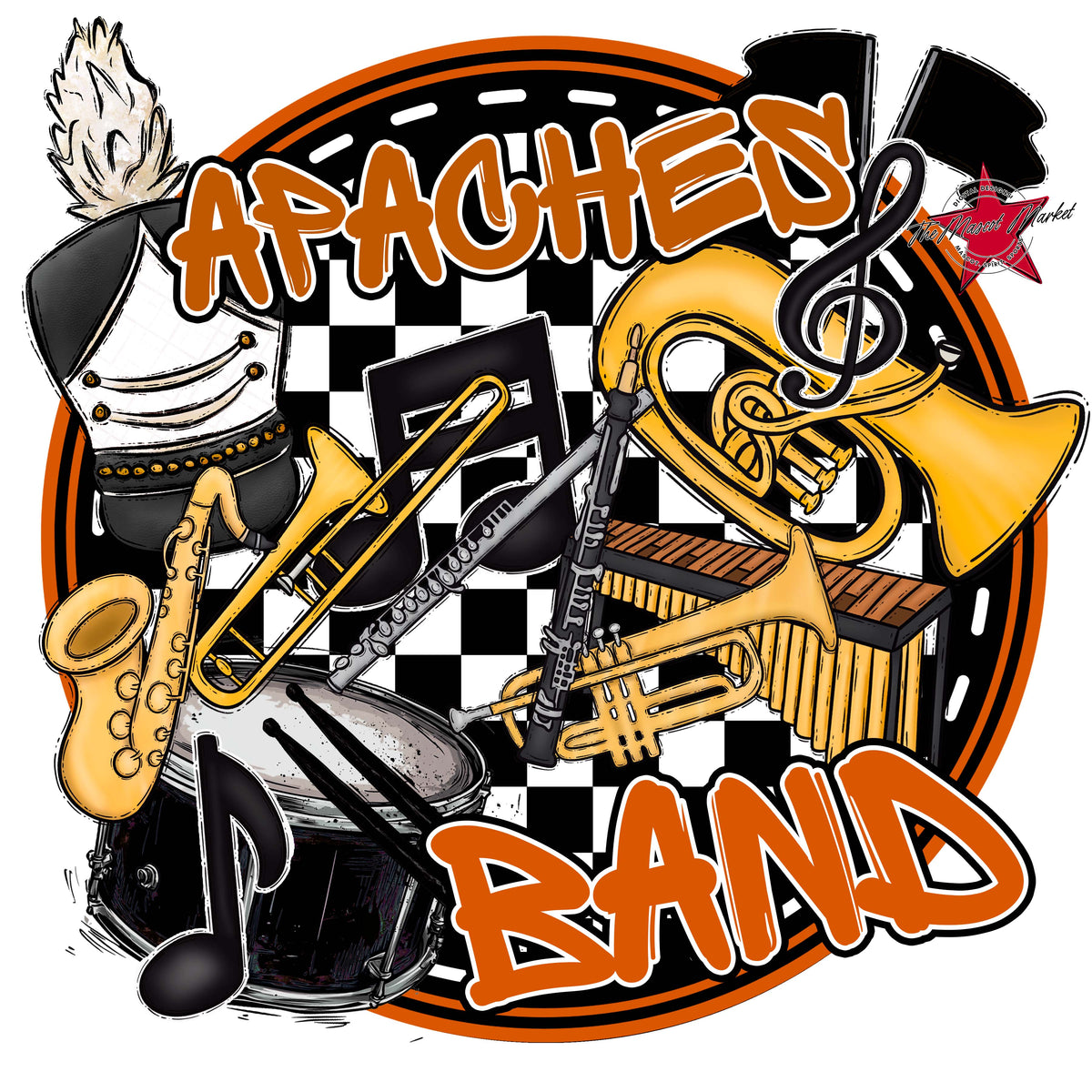 Apaches Circle Band Design-Burnt Orange