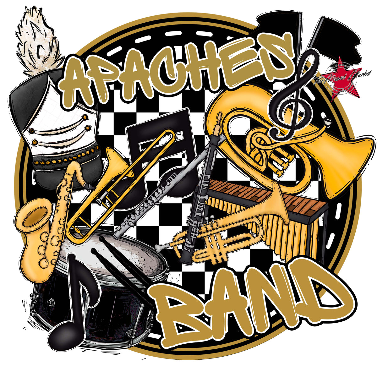 Apaches Circle Band Design-Gold