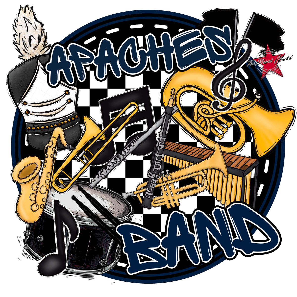 Apaches Circle Band Design-Navy