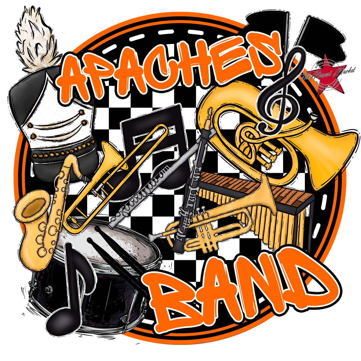 Apaches Circle Band Design-Orange