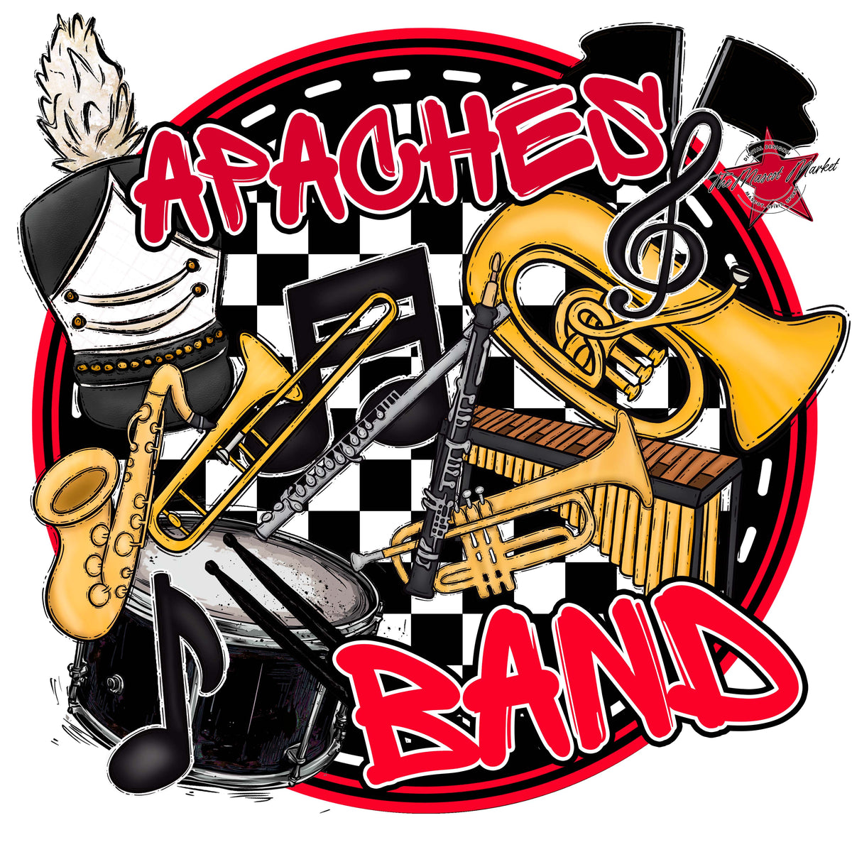 Apaches Circle Band Design-Red