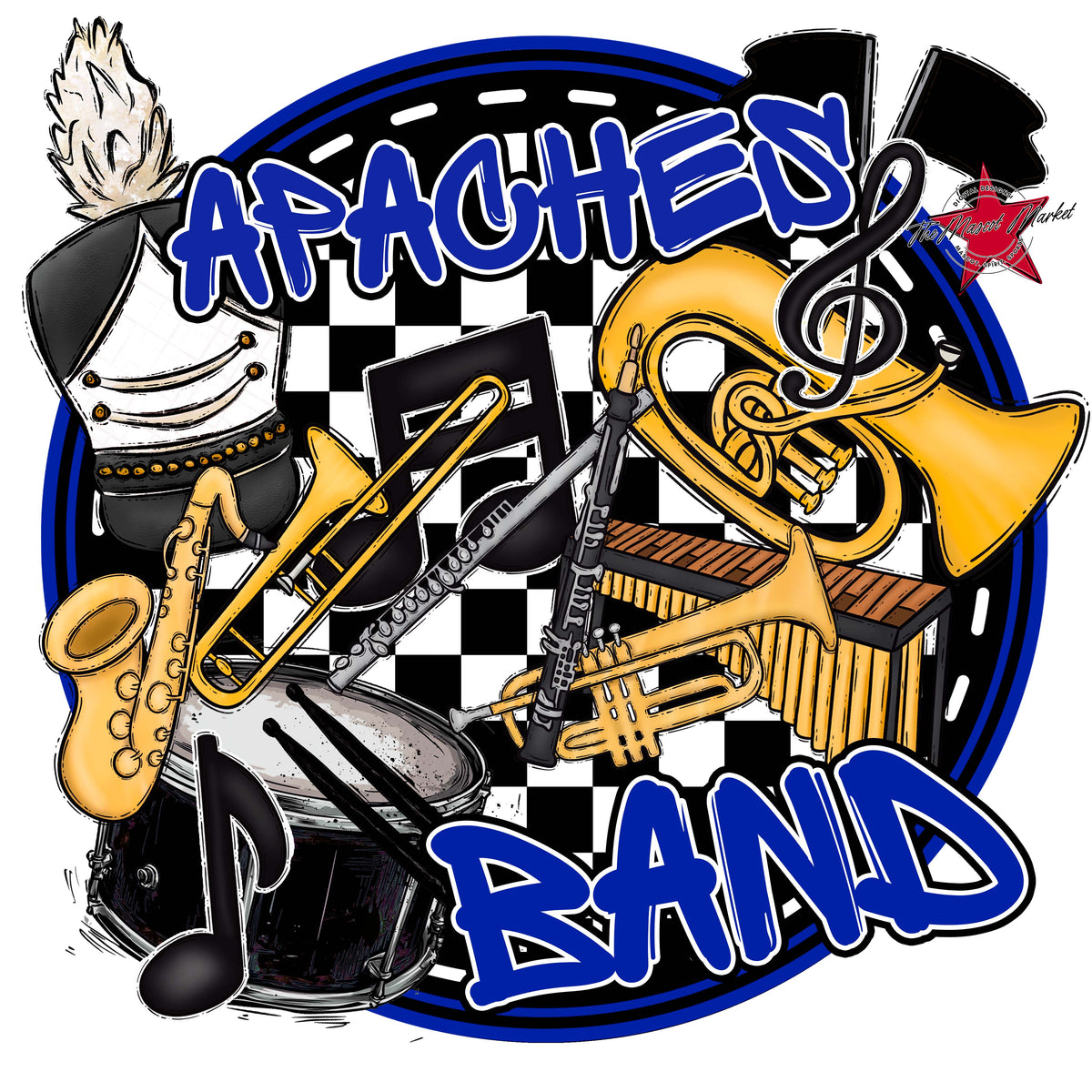 Apaches Circle Band Design-Royal Blue