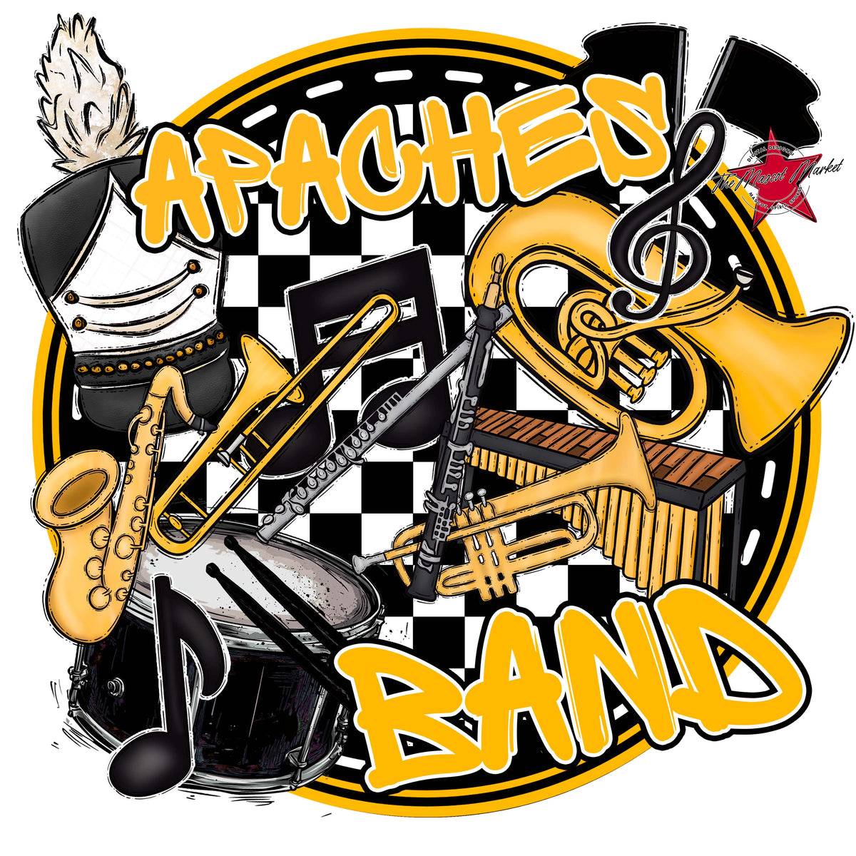 Apaches Circle Band Design-Yellow
