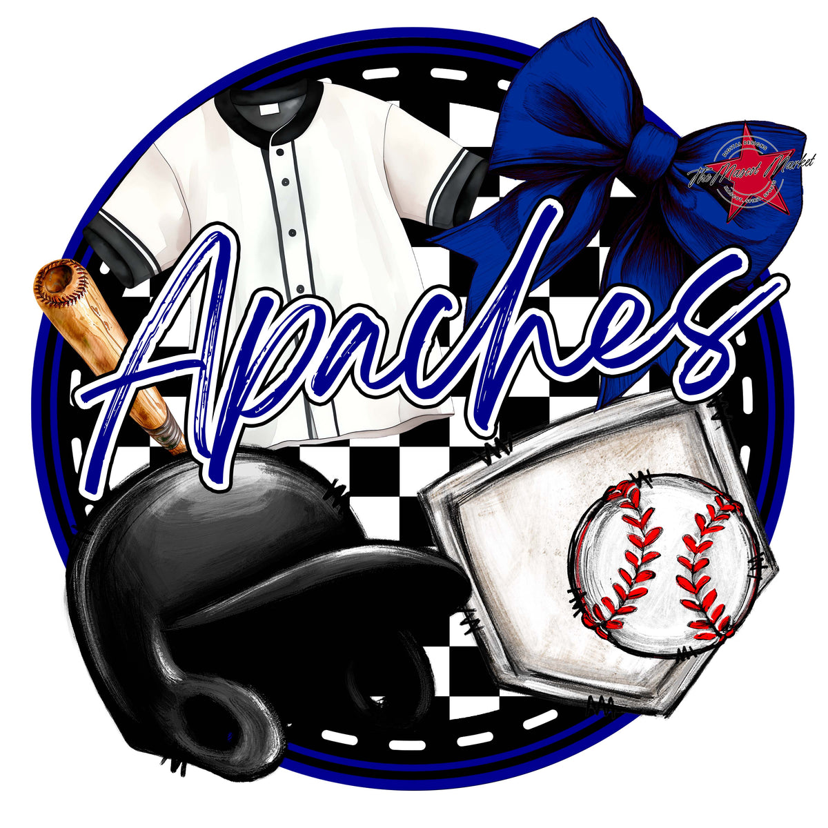 Apaches Circle Baseball Design-Blue