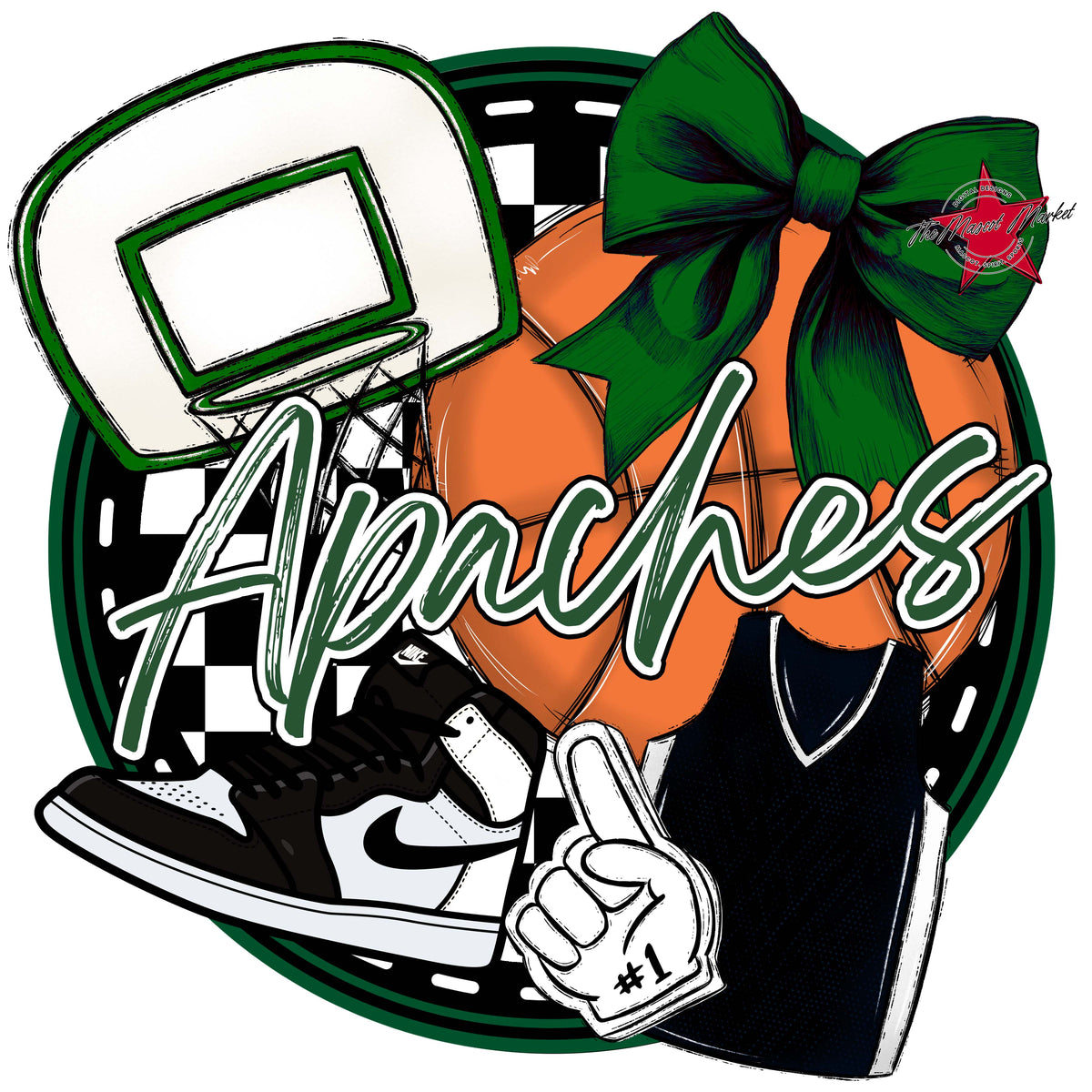 Apaches Circle Basketball Design-Green