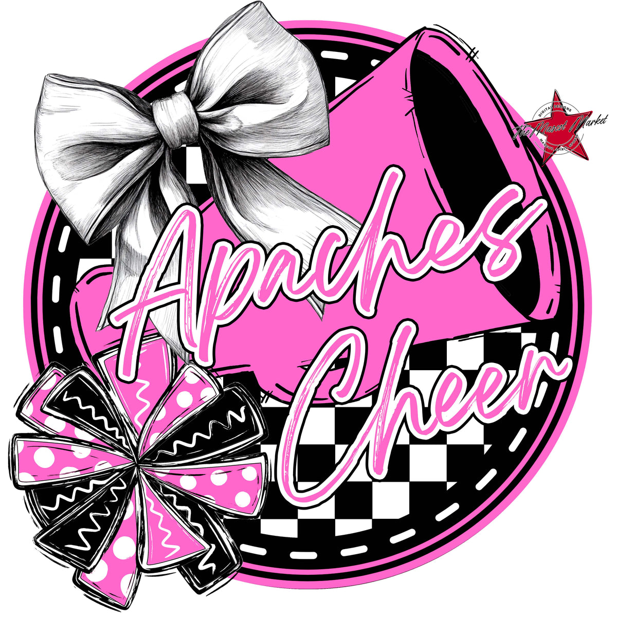 Apaches Circle Cheer Design-Baby Pink