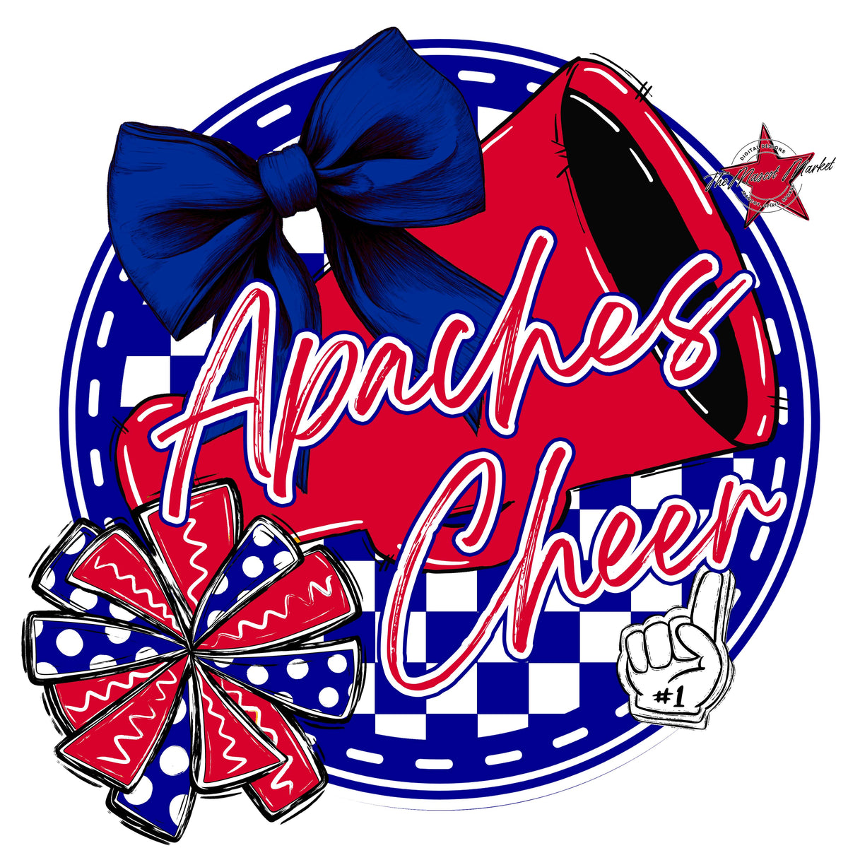 Apaches Circle Cheer Design-Blue & Red