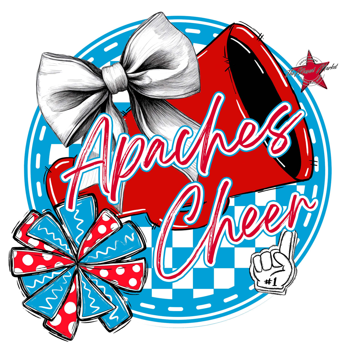 Apaches Circle Cheer Design-Carolina Blue & Red