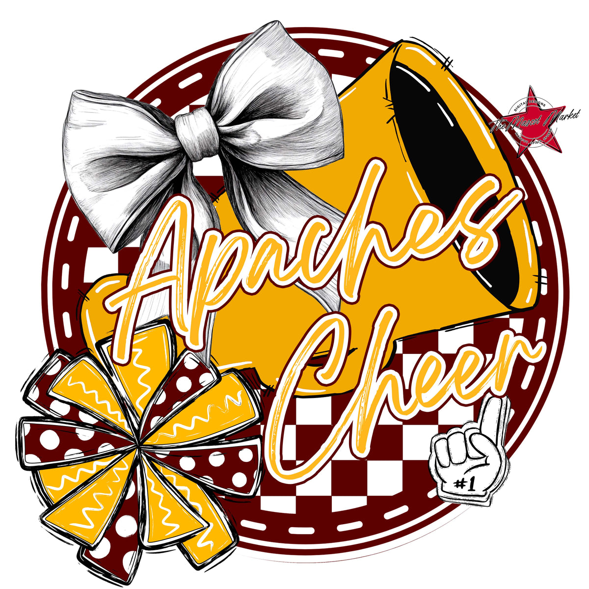 Apaches Circle Cheer Design-Maroon & Yellow