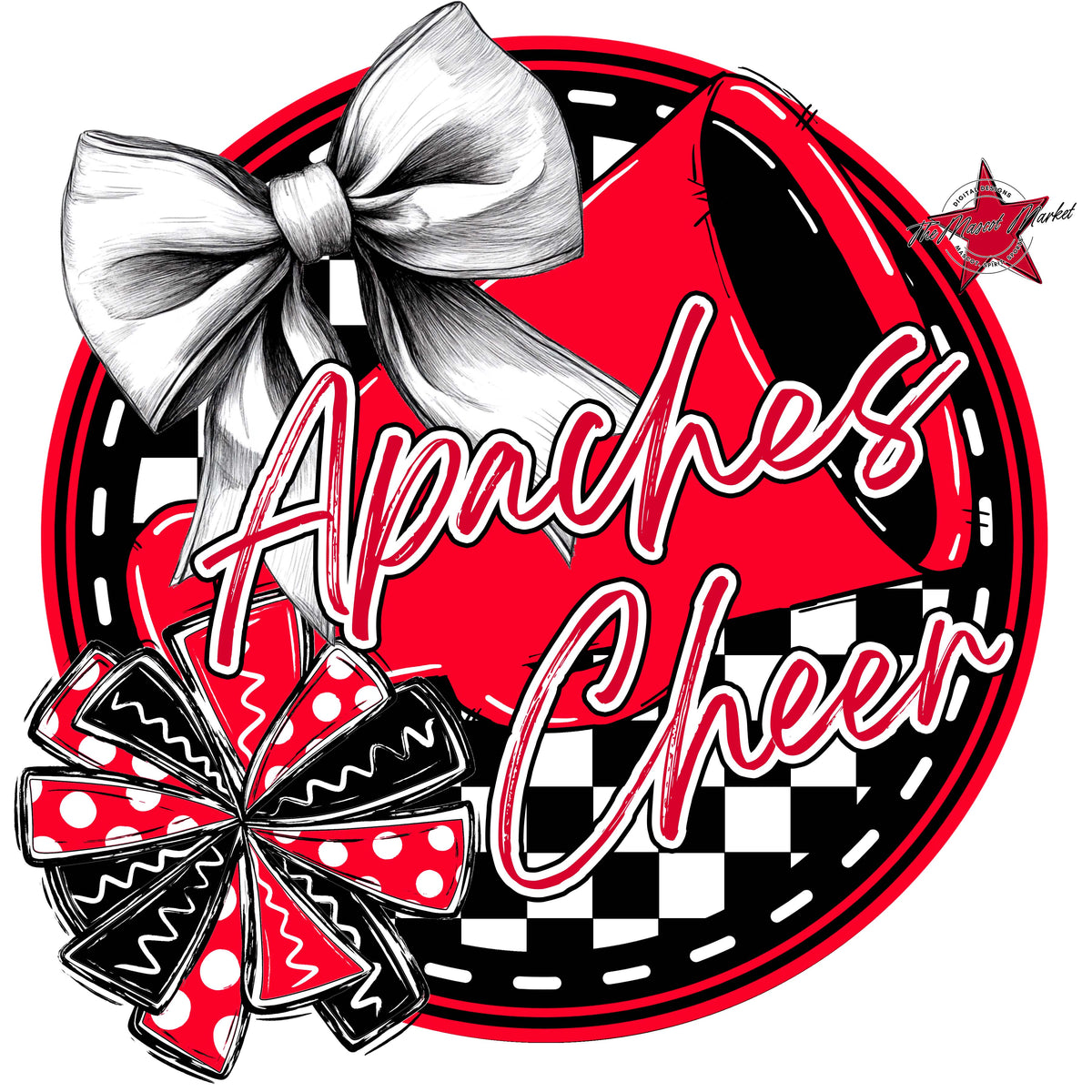 Apaches Circle Cheer Design-Red