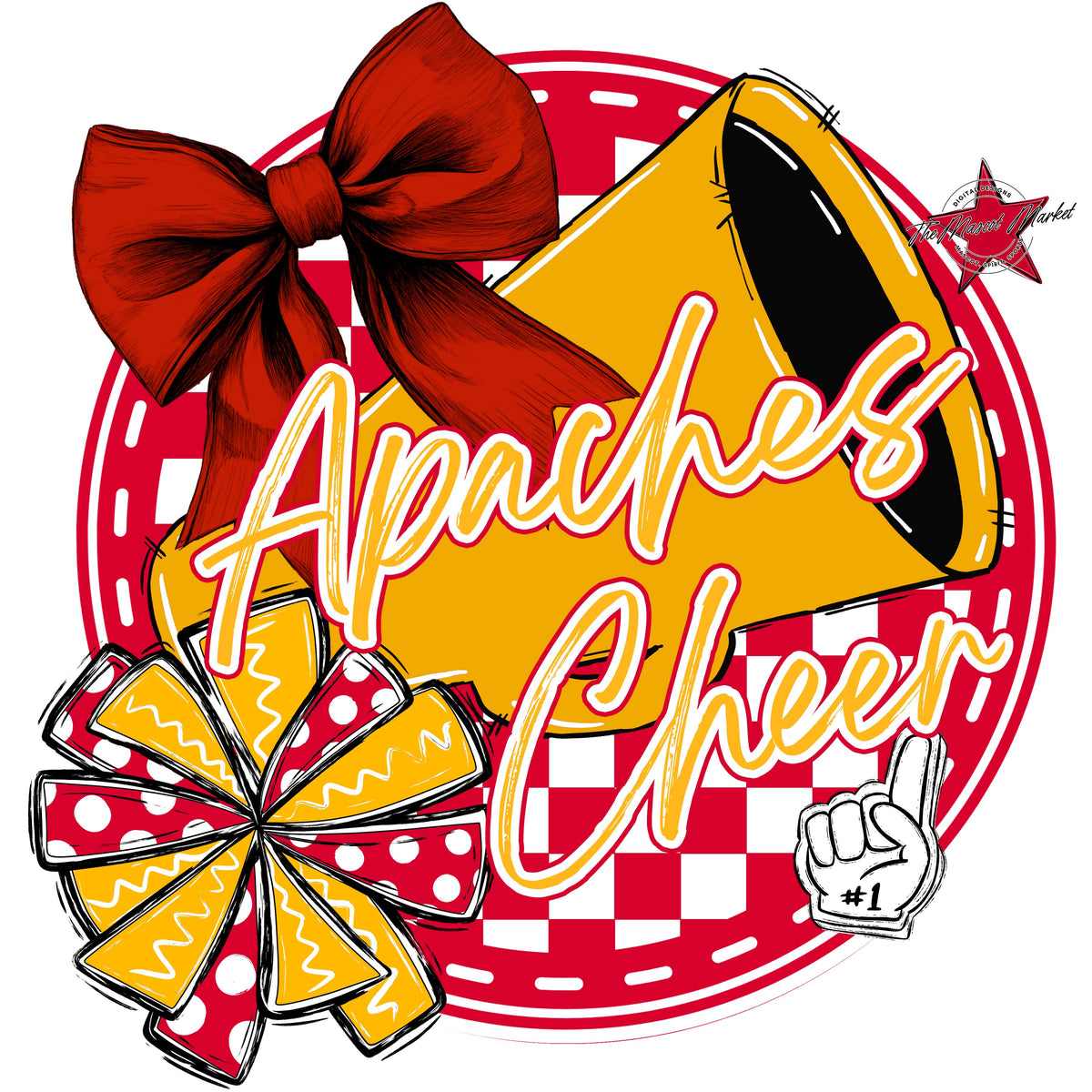 Apaches Circle Cheer Design-Red & Yellow