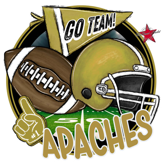Apaches Circle Football Design-Gold