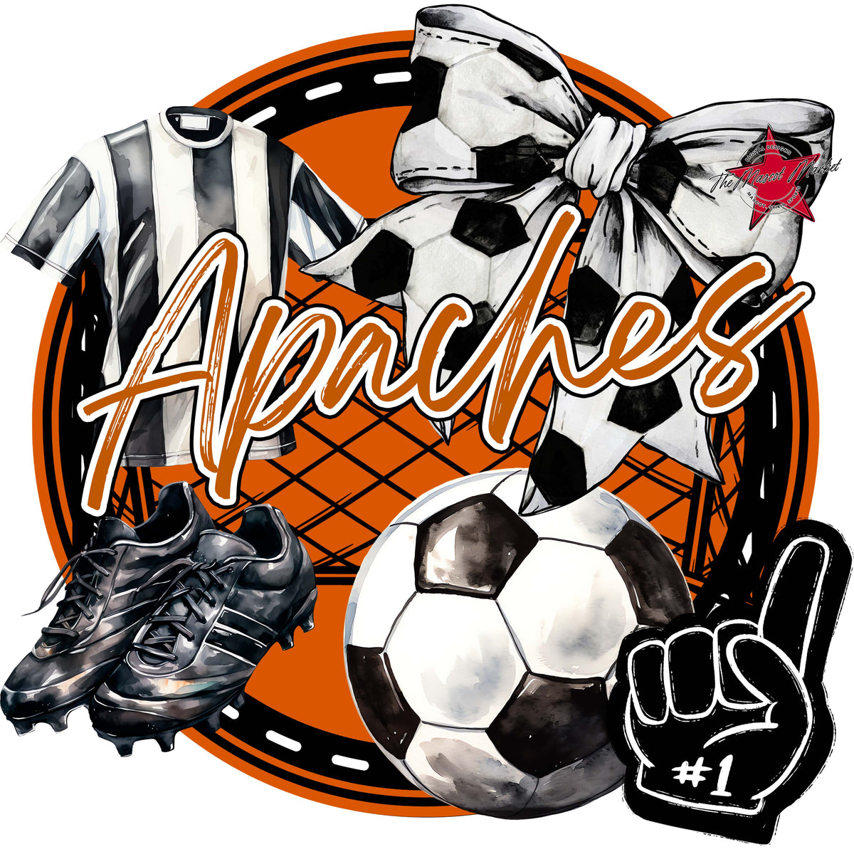 Apaches Circle Soccer Design-Burnt Orange