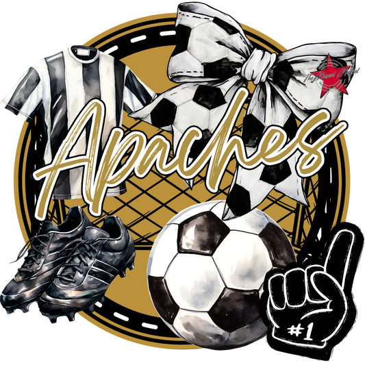 Apaches Circle Soccer Design-Gold