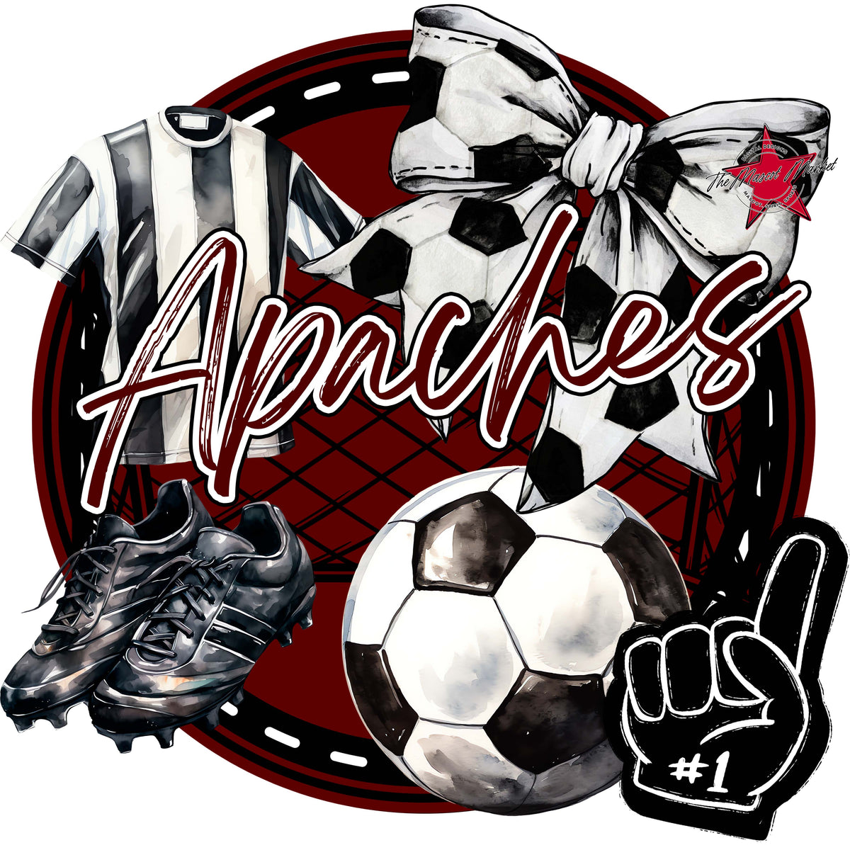 Apaches Circle Soccer Design-Maroon