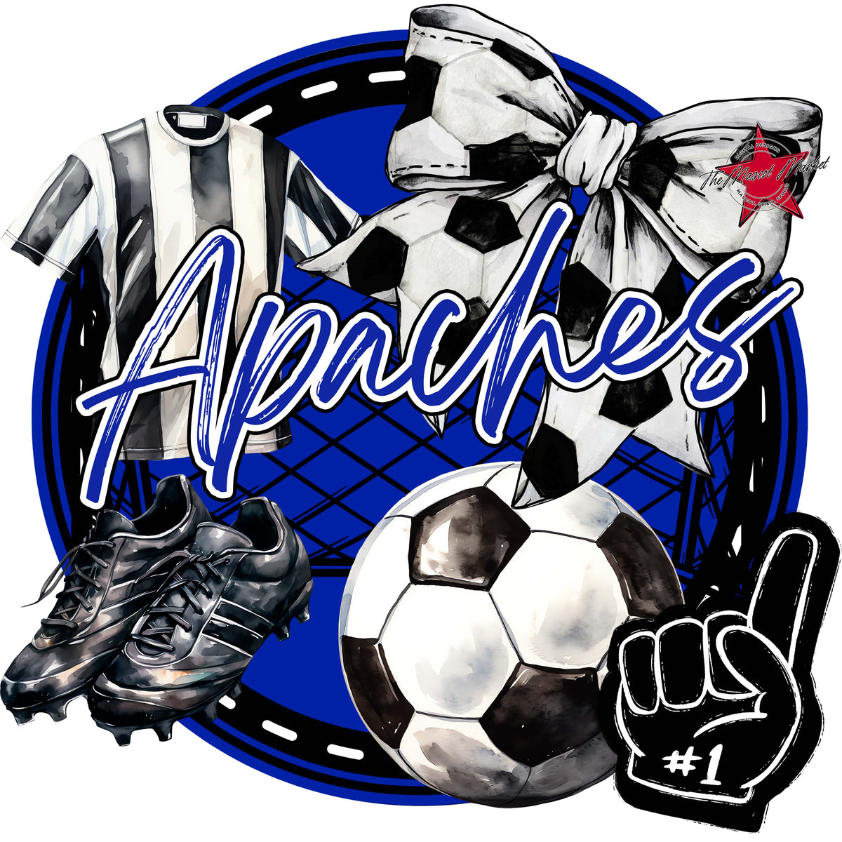 Apaches Circle Soccer Design-Royal Blue