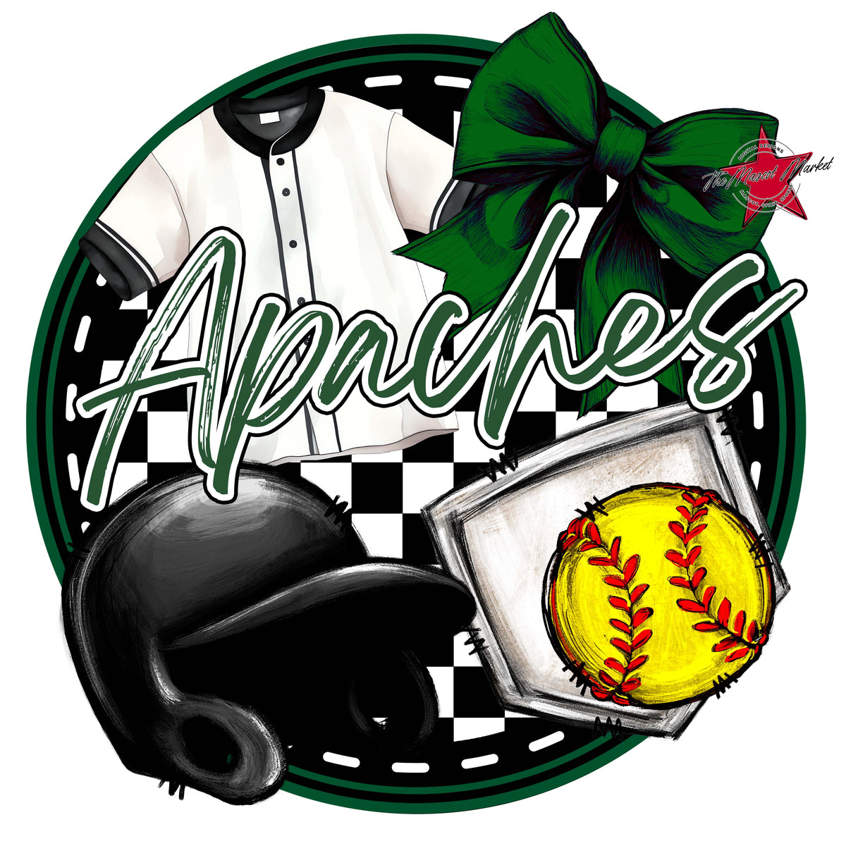 Apaches Circle Softball Design-Green