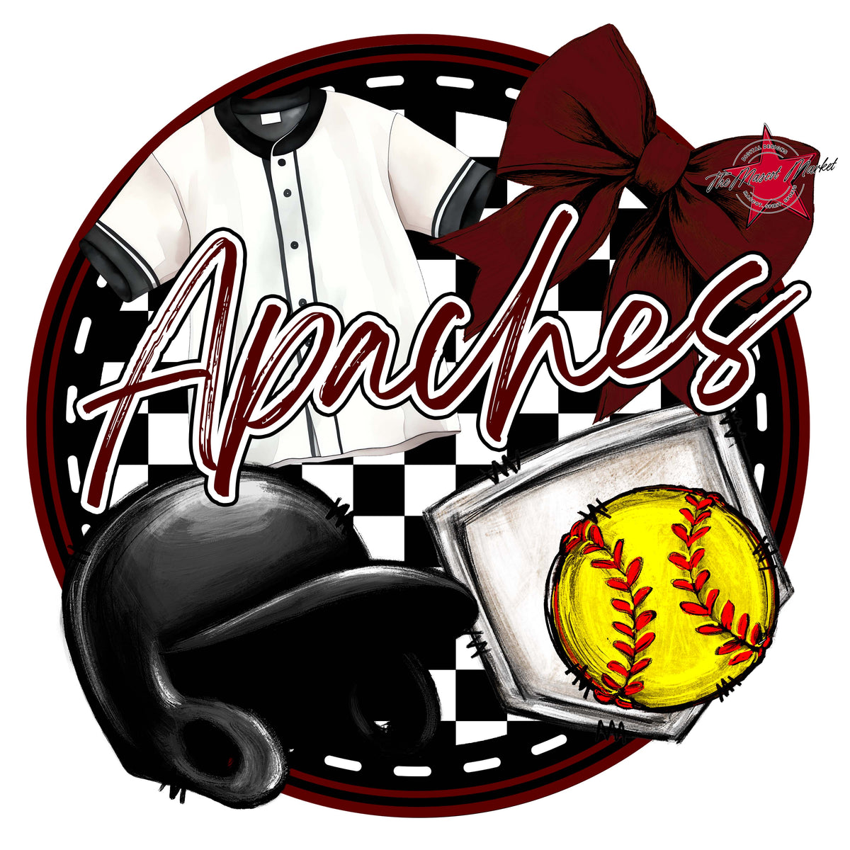 Apaches Circle Softball Design-Maroon