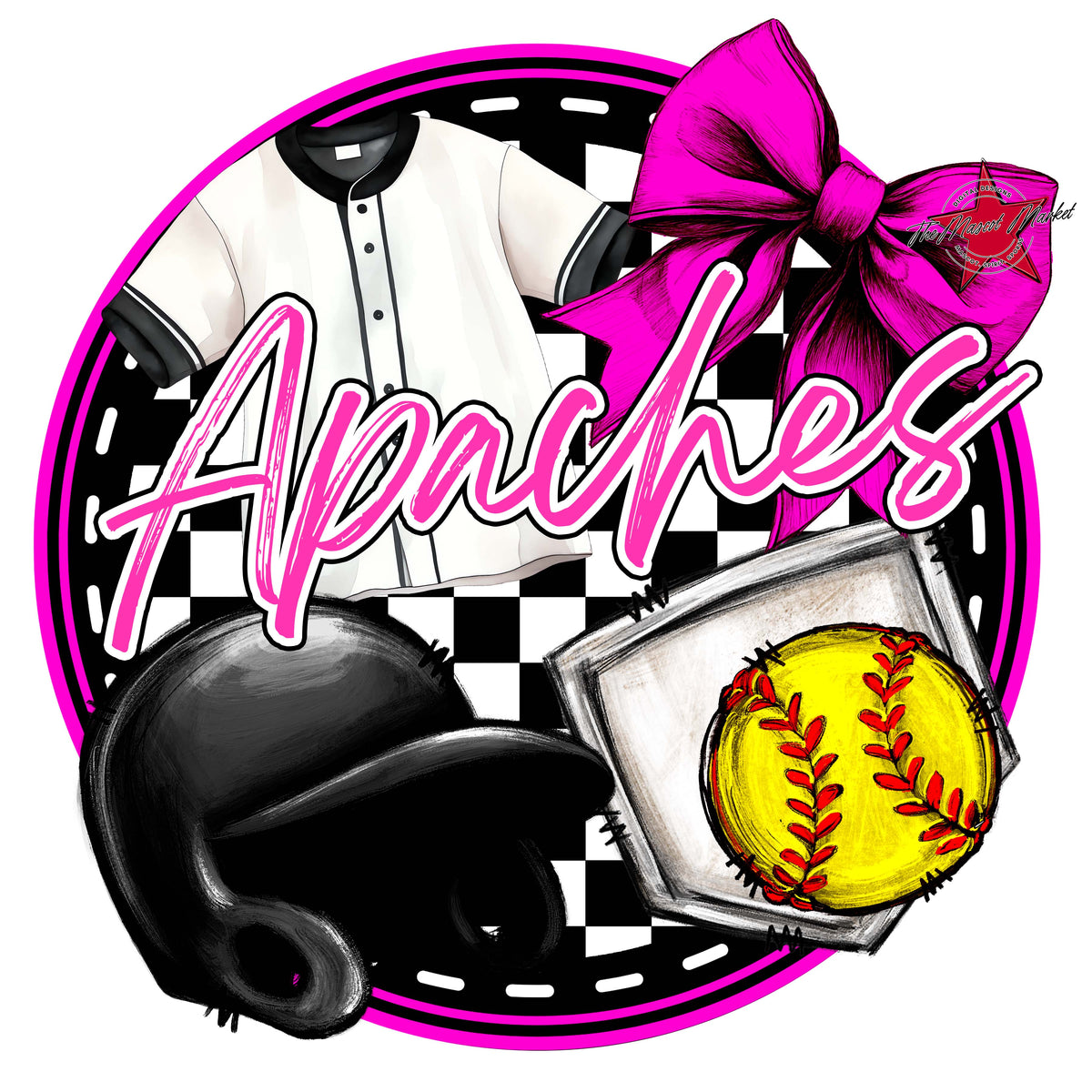 Apaches Circle Softball Design-Pink