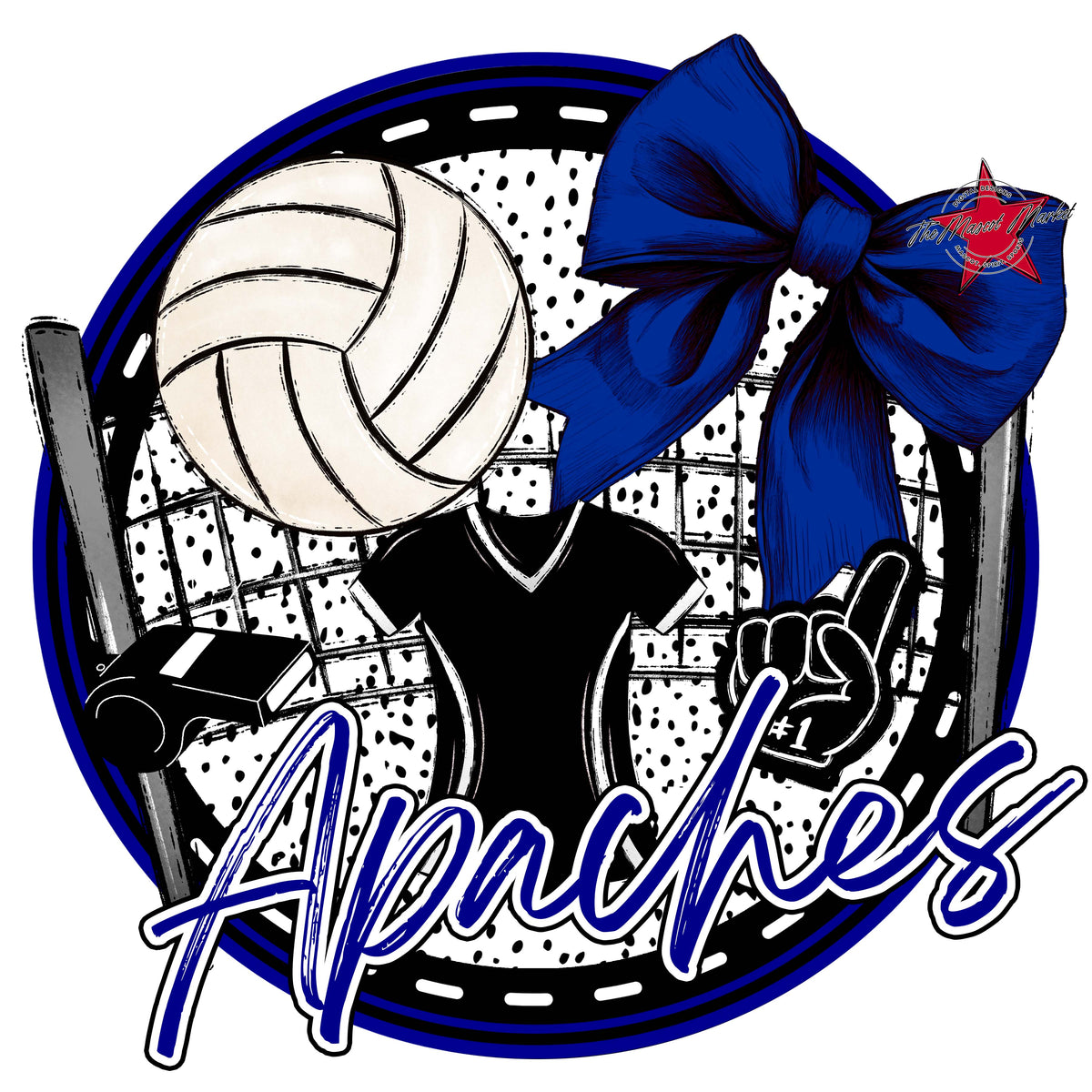 Apaches Circle Volleyball Design-Blue