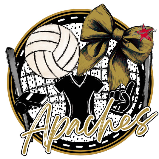 Apaches Circle Volleyball Design-Gold