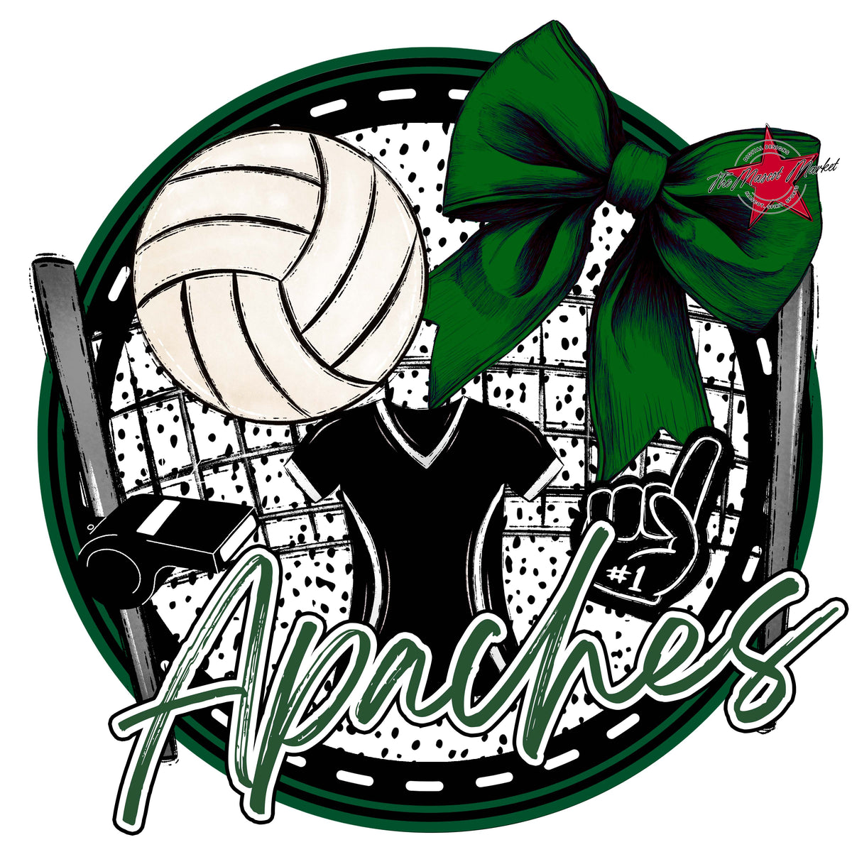 Apaches Circle Volleyball Design-Green