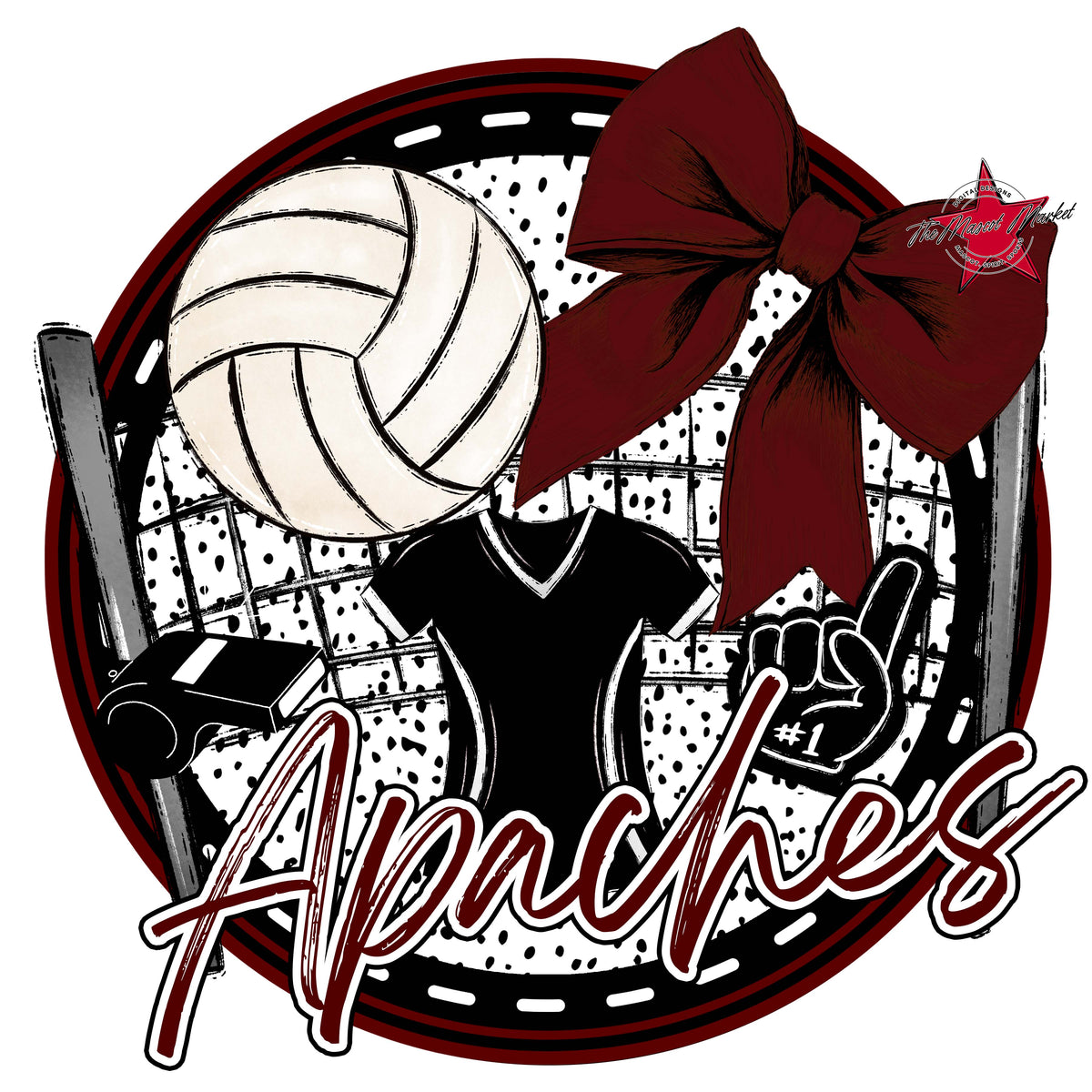 Apaches Circle Volleyball Design-Maroon