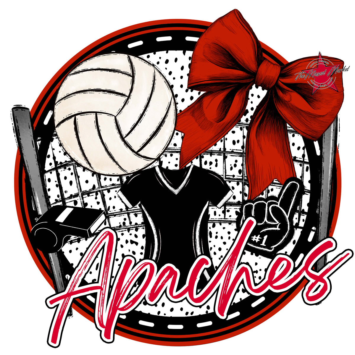 Apaches Circle Volleyball Design-Red