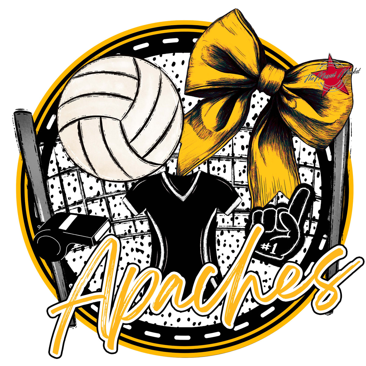 Apaches Circle Volleyball Design-Yellow