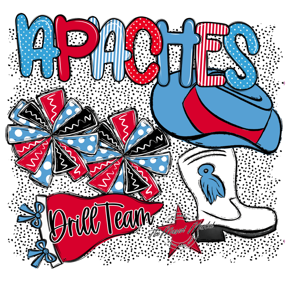 Apaches Drillteam Spirit-Carolina Blue & Red