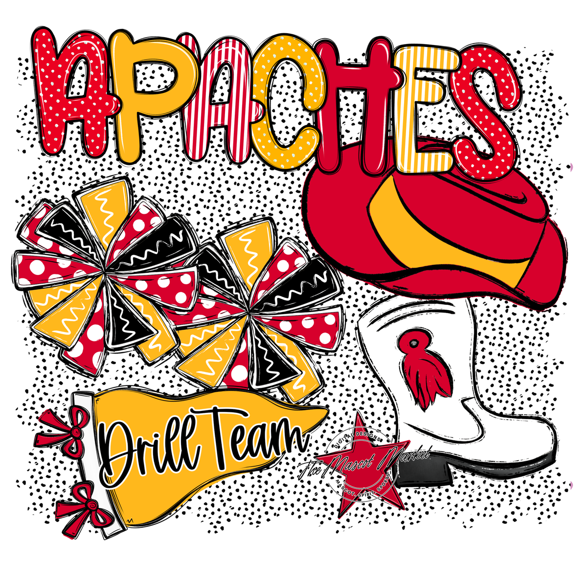 Apaches Drillteam Spirit-Red & Yellow