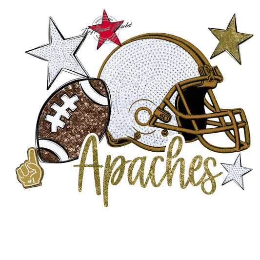 Apaches Embroidered Football Design-Gold