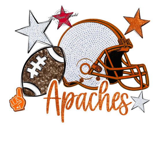 Apaches Embroidered Football Design-Orange