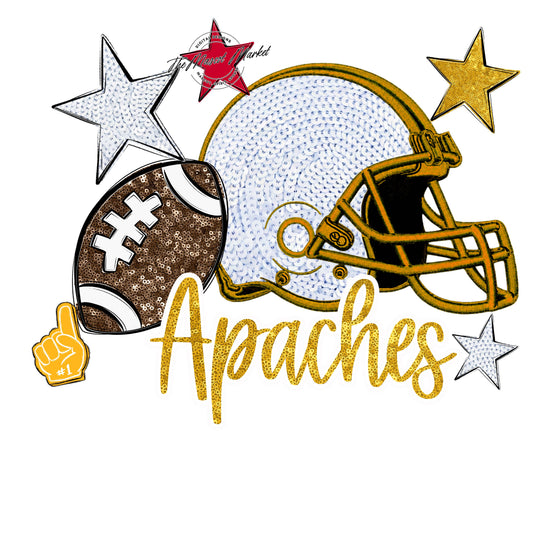 Apaches Embroidered Football Design-Yellow