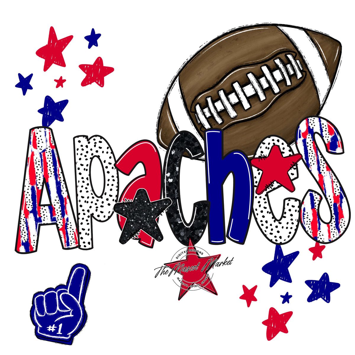 Apaches Football Scrape-Blue & Red