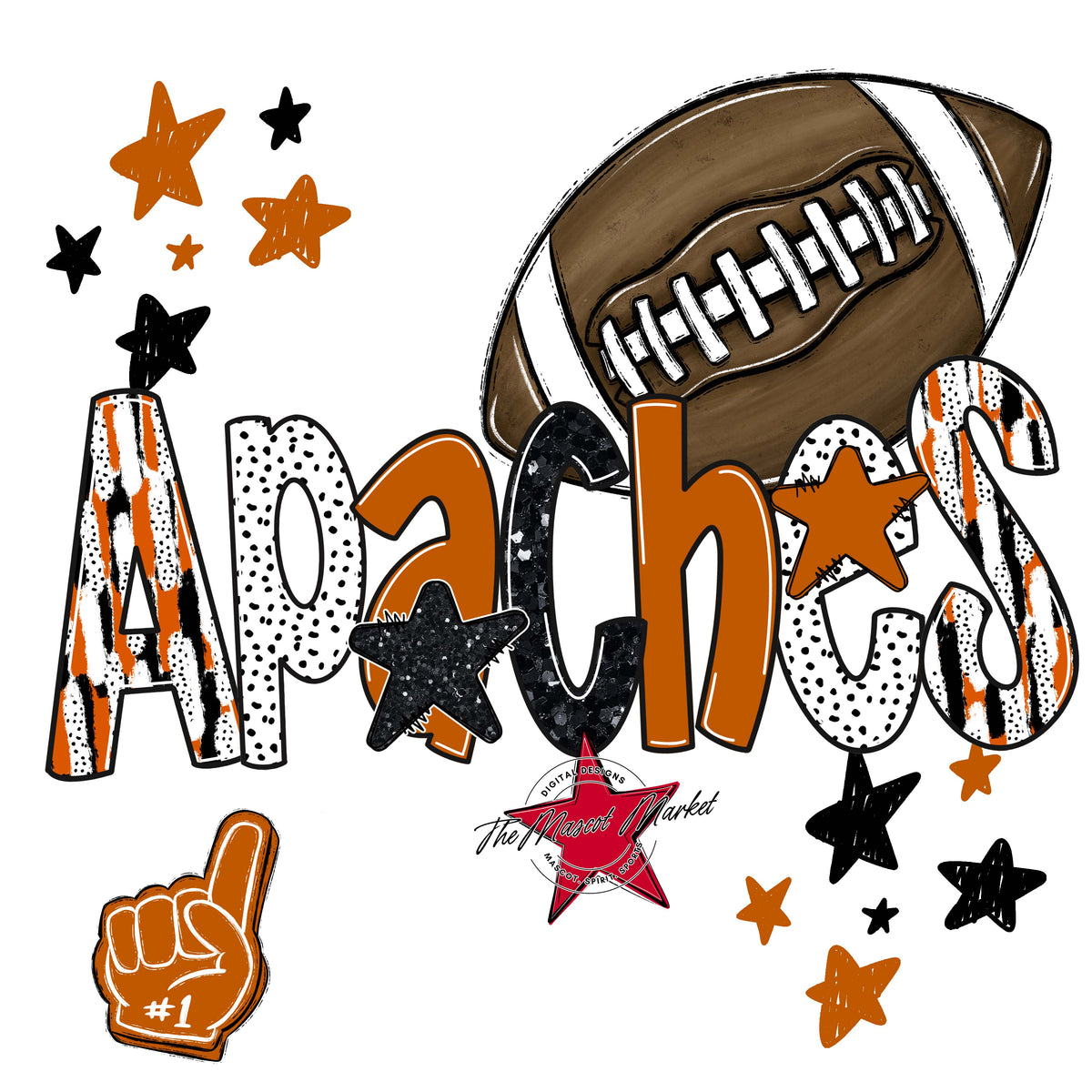 Apaches Football Scrape-Burnt Orange