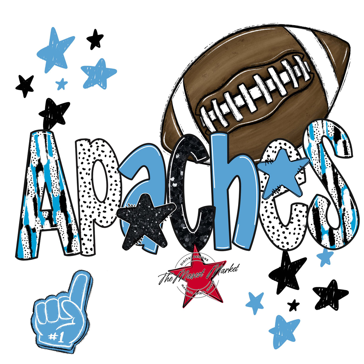 Apaches Football Scrape-Carolina Blue